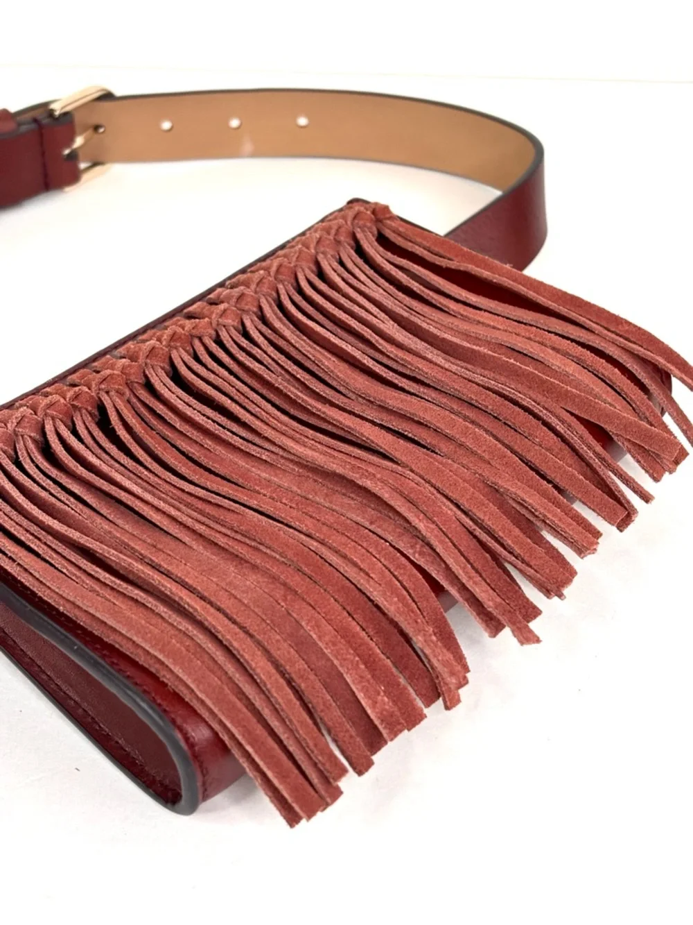 Rebecca Minkoff Stevie Brown Suede Leather Fringe Festival Boho Western Belt Bag